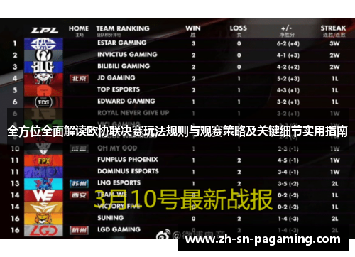全方位全面解读欧协联决赛玩法规则与观赛策略及关键细节实用指南